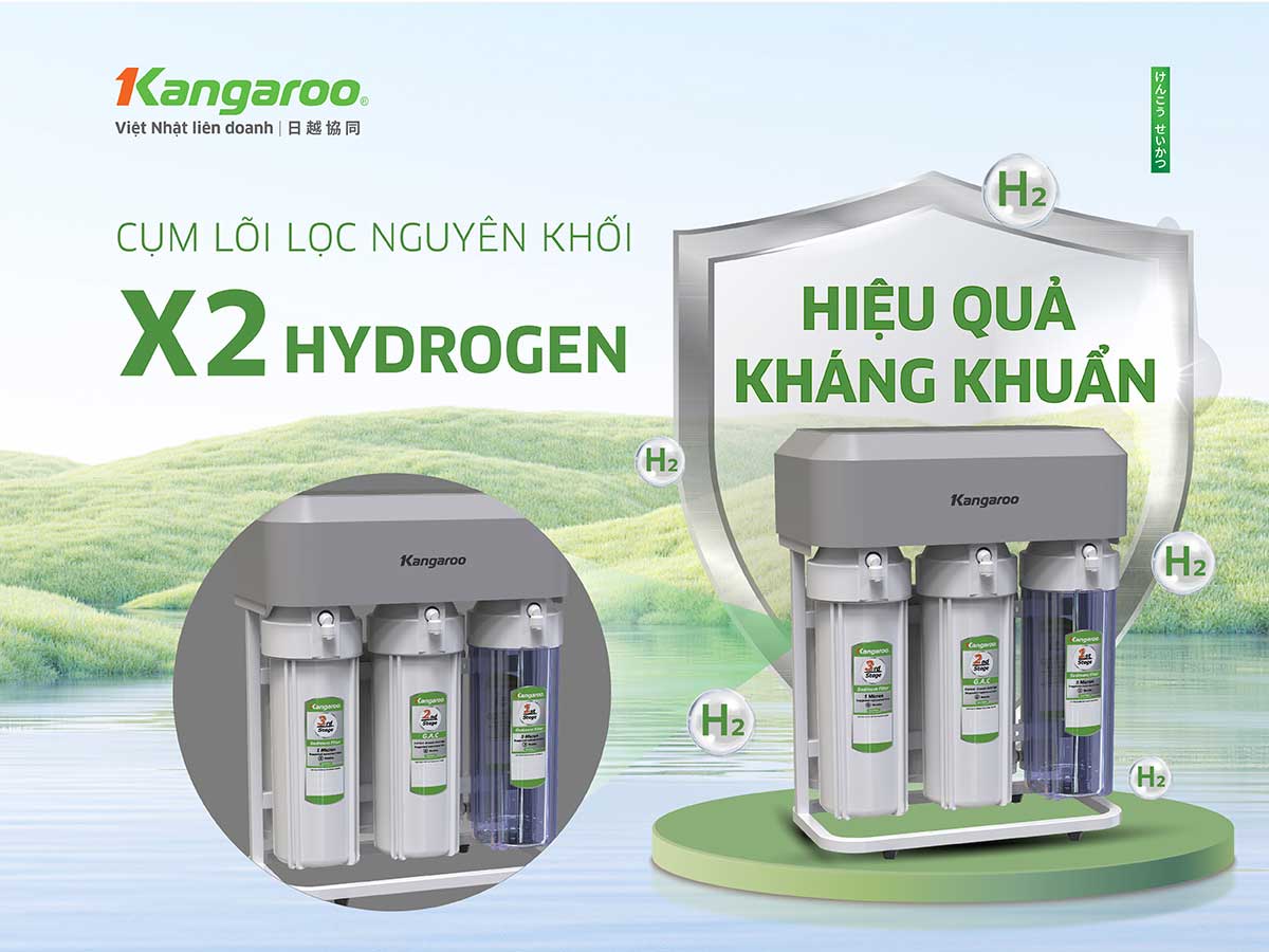 cum lõi lọc nguyên khối gấp đôi hydrogen, kháng khuẩn hiệu quả